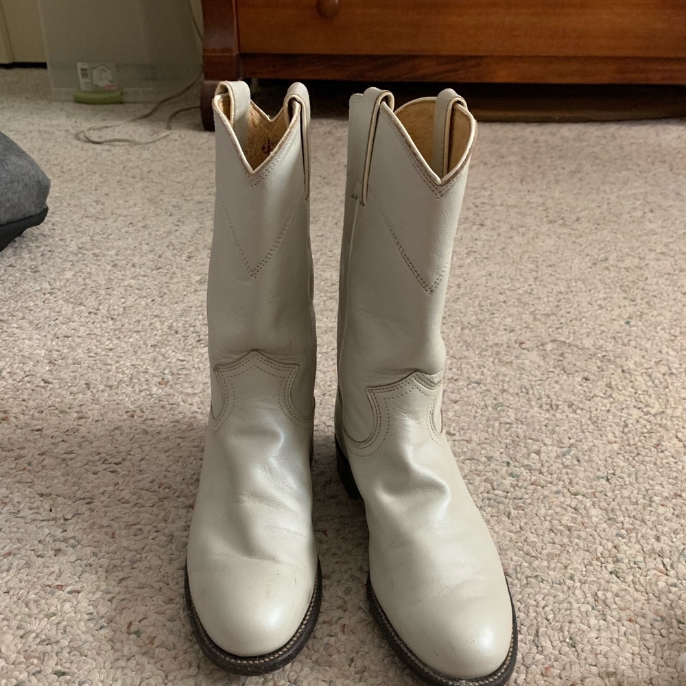 JUSTIN ROPER BOOTS L3713 WOMENS 5.5B PEARL WHITE